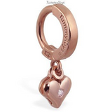 14K Rose Gold Belly Ring with Diamond Heart Dangle - TummyToys