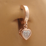 14K Rose Gold Belly Button Ring with Stunning Cz Heart - TummyToys