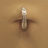 Exclusive Rose Gold Belly Button Ring With 7 Champagne Diamonds - TummyToys