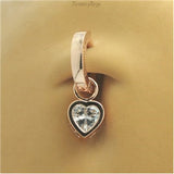 Rose Gold Belly Ring with CZ Heart Dangle Charm - TummyToys