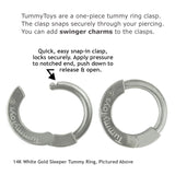 14K White Gold & Diamond Belly Ring | Custom "Journery" Charm - TummyToys