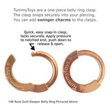 14K Rose Gold Belly Ring With Diamond Dangle - TummyToys
