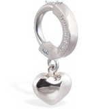Solid 14K White Gold Heart Belly Ring - TummyToys