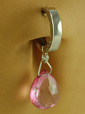 14K Solid White Gold Pink Topaz Belly Ring - TummyToys