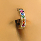 Exclusive 14K White Gold Rainbow Sapphire Belly Ring By Tummytoys - TummyToys