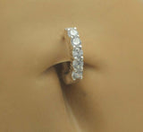 14K White Gold Belly Button Ring with 5 Sparkling Diamonds - TummyToys