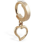 14K Yellow Gold Belly Button Ring with Dangling Heart Charm - TummyToys