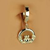 14K Yellow Gold Claddagh Charm on Gold Belly Ring - TummyToys