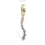 Diamond & Yellow Gold Belly Ring with "Journey" Dangle Charm | .75 ct - TummyToys