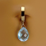 14K Yellow Gold Blue Topaz Belly Ring - TummyToys