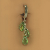 14K Yellow Gold Belly Ring With 3 Stunning Peridot Dangles By Tummytoys - TummyToys