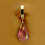 Custom 14K Yellow Gold Navel Ring with Beautiful Pink Quartz Dangle - TummyToys
