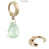 14K Yellow Gold Custom Green Quartz Belly Ring - TummyToys