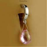 Solid Platinum Belly Ring with Pink Topaz Dangle Charm - TummyToys