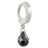 Silver and Black Belly Button Ring | Dangling Black Tear Drop Stone Charm - TummyToys