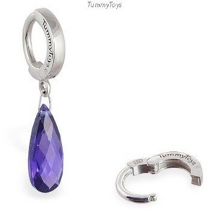 Dangling Purple CZ Belly Ring | Sterling Silver Clasp - TummyToys