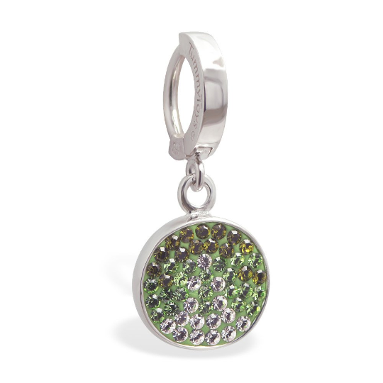 Green Swarovski Crystal Circle Dangle Belly Button Ring - TummyToys