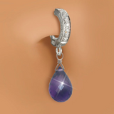 Amethyst Belly Ring | Clear CZ Clasp with Amethsyt Dangle Charm - TummyToys