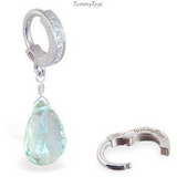 Green Amethyst On Tummytoys CZ Pave Belly Ring - TummyToys