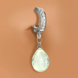 Green Amethyst On Tummytoys CZ Pave Belly Ring - TummyToys