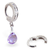 Amethyst Belly Ring | Sterling Silver Clasp with Gemstone Dangle - TummyToys