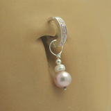 Changeable Pearl Swinger Charm On Tummytoy Pink CZ Belly Ring - TummyToys