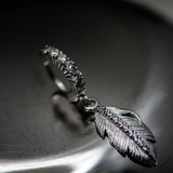Silver Feather Boho Belly Button Ring with Clear CZs - TummyToys