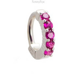 Hot Pink Belly Ring | Sterling Silver and 5 Hot Pink CZ Stones - TummyToys