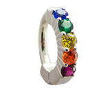Silver Tummytoys Rainbow Belly Button Ring With 5 CZ's - TummyToys
