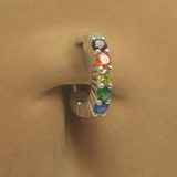 Silver Tummytoys Rainbow Belly Button Ring With 5 CZ's - TummyToys