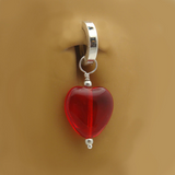 Dangling Red Heart Swinger Charm On Sterling Silver Belly Ring - TummyToys