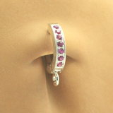 Pink Belly Ring with CZ Stones | Sterling Silver with Jump Ring | Customizable | Make your own - TummyToys
