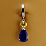 Sapphire Blue Belly Ring | Sterling Silver Clasp with CZ Dangle Charm - TummyToys
