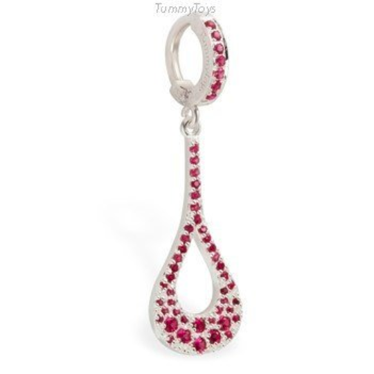 Vibrant Hot Pink CZ Belly Button Ring with Dazzling Pink CZ Charm - TummyToys