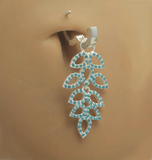 Light Blue CZ Leaf Design Glitter Belly By Tummytoys - TummyToys