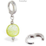 Vibrant Green Pearl Dangle Belly Ring | Solid Silver Clasp - TummyToys