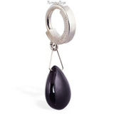 TummyToys Silver & Onyx Belly Button Ring - TummyToys