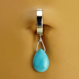 TummyToys Silver & Turquoise Belly Button Ring | Silver Clasp with Teardrop Charm - TummyToys