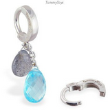 Labradorite and Blue Topaz Belly Button Ring | Solid Silver Clasp - TummyToys