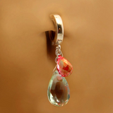 Green Quartz & Mystic Pink Topaz Belly Ring | Sterling Silver Clasp - TummyToys