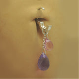 Pink Topaz and Amethyst Belly Button Ring | Solid Silver Clasp - TummyToys