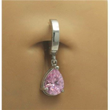 Surgical Steel Belly Ring with Pink CZ Dangle - TummyToys