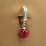 Red Hot Crystal Belly Button Ring | Silver & CZ Clasp - TummyToys