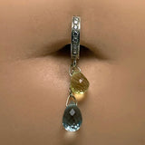 Blue Topaz & Citrine Silver TummyToys Belly Ring on a CZ Clasp - TummyToys Sexy Navel Rings