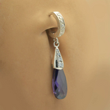 Sterling Silver Belly Ring with Purple CZ Dangle Charm | Clear CZ Clasp - TummyToys