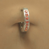 Vibrant Orange Belly Ring | Sterling Silver and Orange CZ Gems - TummyToys