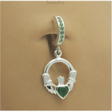 Green CZ Clasp with Green Claddagh Navel Ring - TummyToys