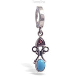 Garnet and Turquoise Belly Ring | Solid Silver Clasp - TummyToys