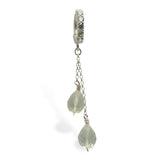 Crystal Quartz Belly Ring | Chain Dangle on Clear CZ Clasp - TummyToys