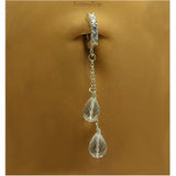 Crystal Quartz Belly Ring | Chain Dangle on Clear CZ Clasp - TummyToys